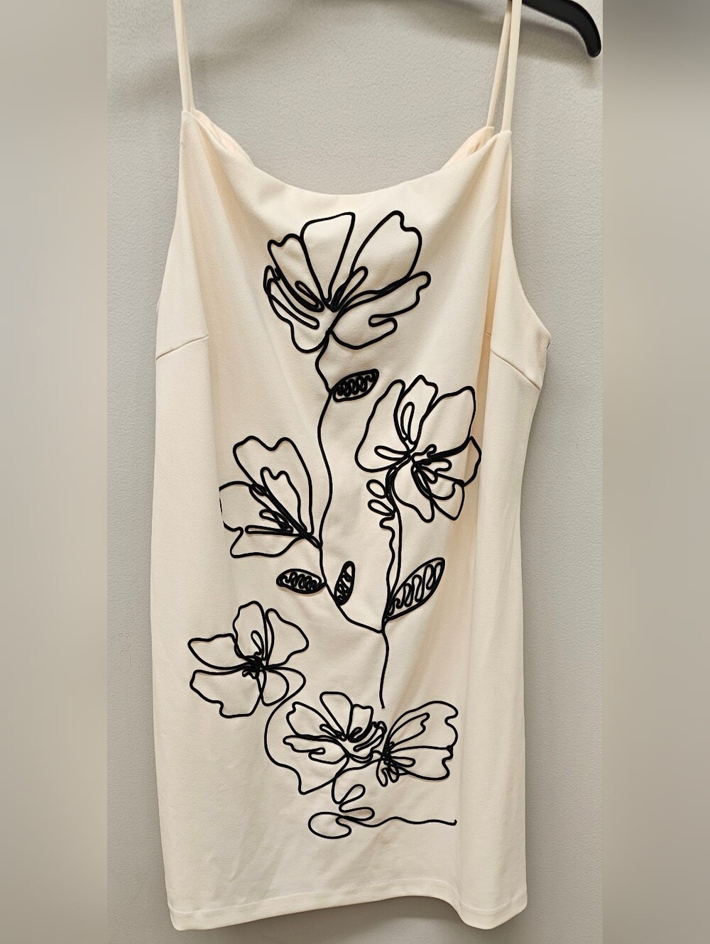 Karl Lagerfeld Cream Slip Dress with Black Floral Outliner